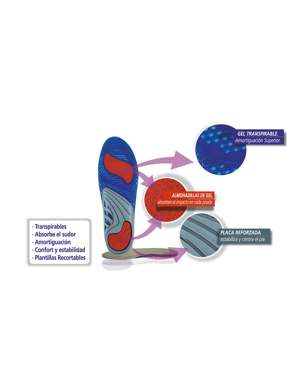 Plantilla para calzado plus silicona t: 42-46