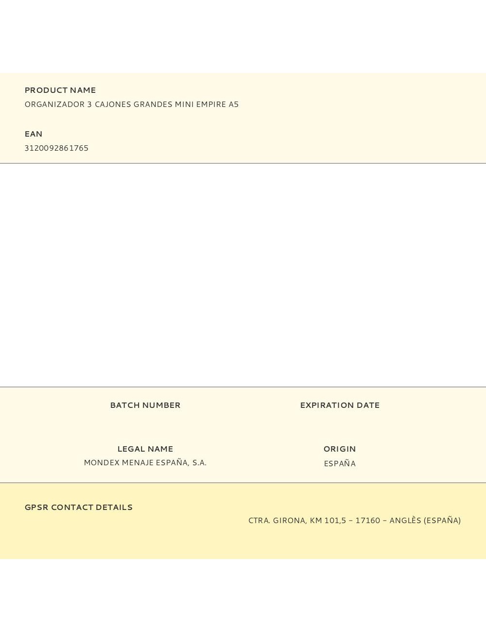 Organizador 3 cajones grandes mini empire a5