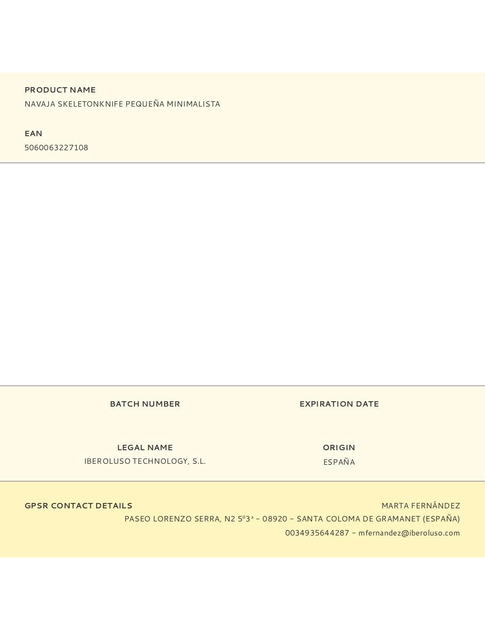 Navaja skeletonknife pequeña minimalista