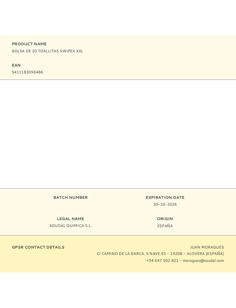 Bolsa de 20 toallitas swipex xxl