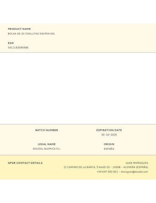 Bolsa de 20 toallitas swipex xxl