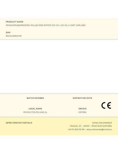 Peinadora/barredora roll&comb keeper 20v 141-v23 20_v-0007 garland