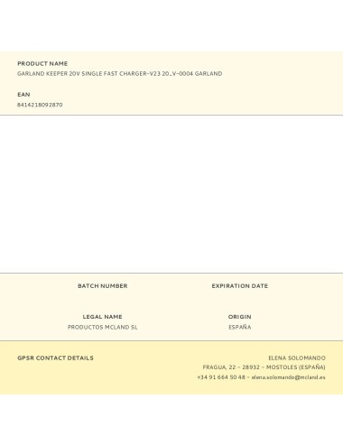 Garland keeper 20v single fast charger-v23 20_v-0004 garland
