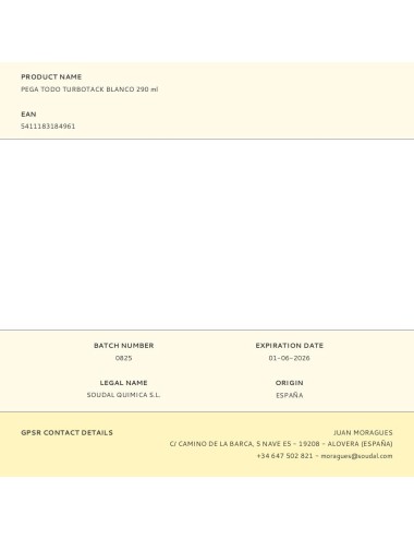 Pega todo turbotack blanco 290 ml