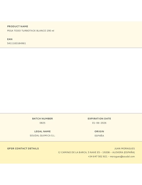 Pega todo turbotack blanco 290 ml