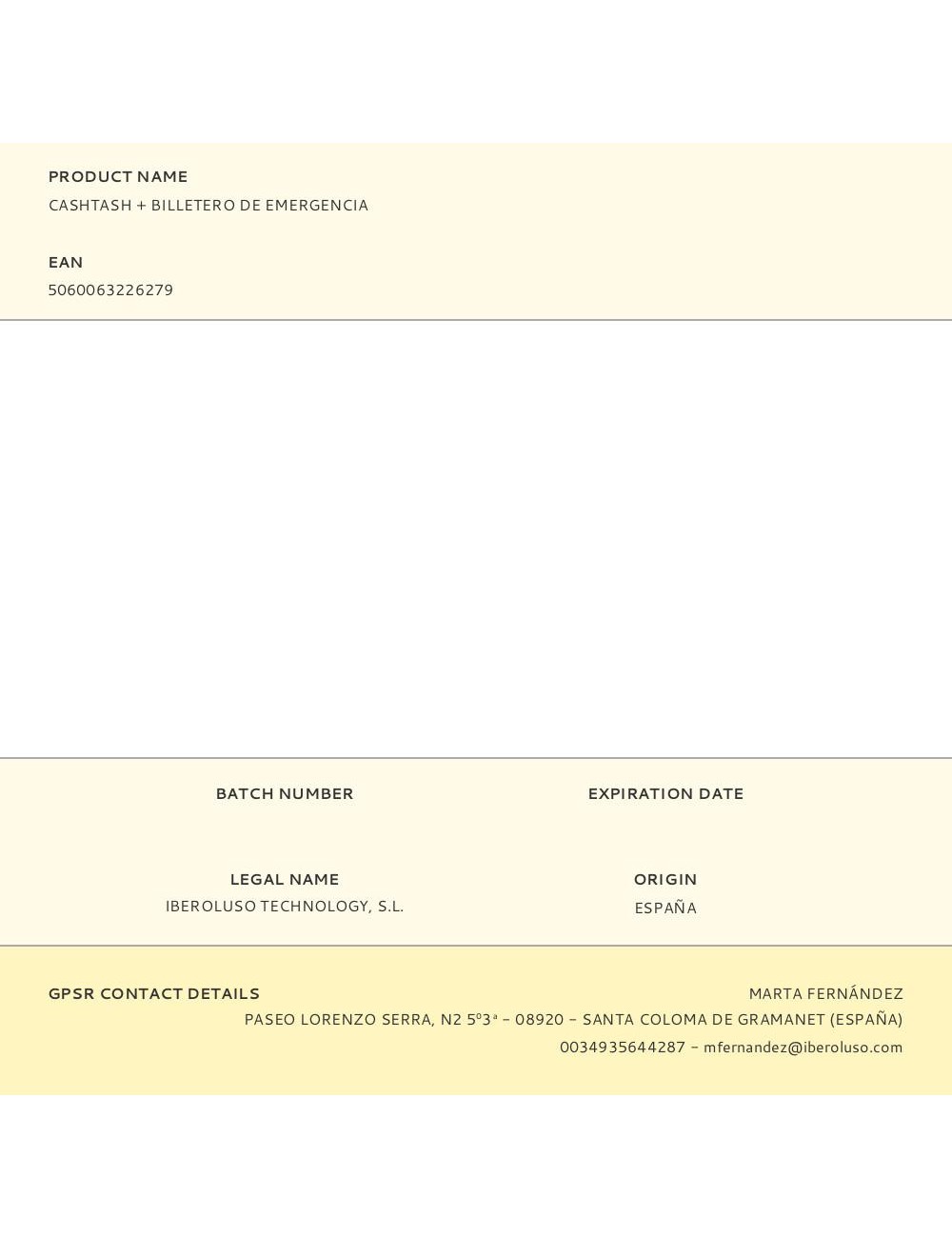 Cashtash + billetero de emergencia