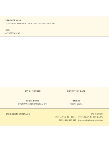 Tendedero plegable 18 pinzas colores surtidos