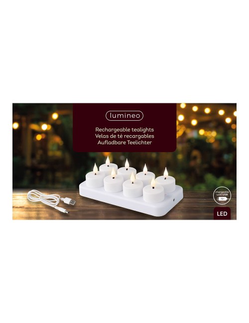 Vela led recargable de plástico para interior, 8 uds