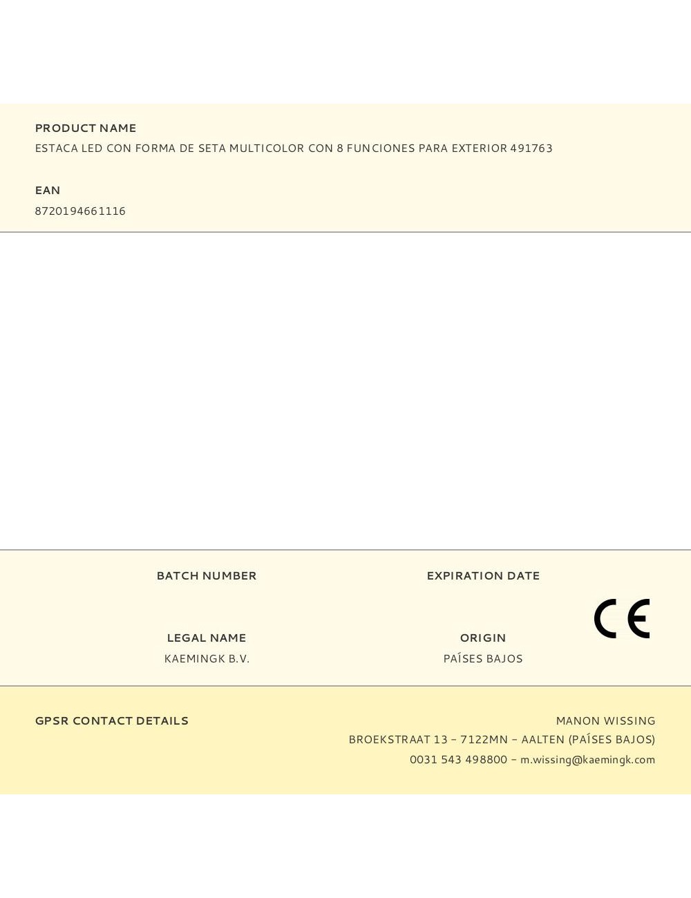 Estaca led con forma de seta multicolor con 8 funciones para exterior 491763