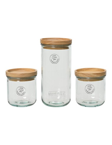 Tarros de almacenamiento de cristal reciclado, 3 uds