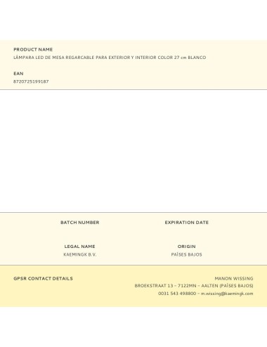 Lámpara led de mesa regarcable nterior color 27 cm blanco