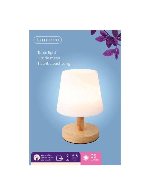 Lampara led de mesa para exterior y interior acabado en madera 22 cm