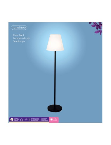 Lámpara de pie para exterior y interior recargable con mando a distancia color blanco y negro 150 cm