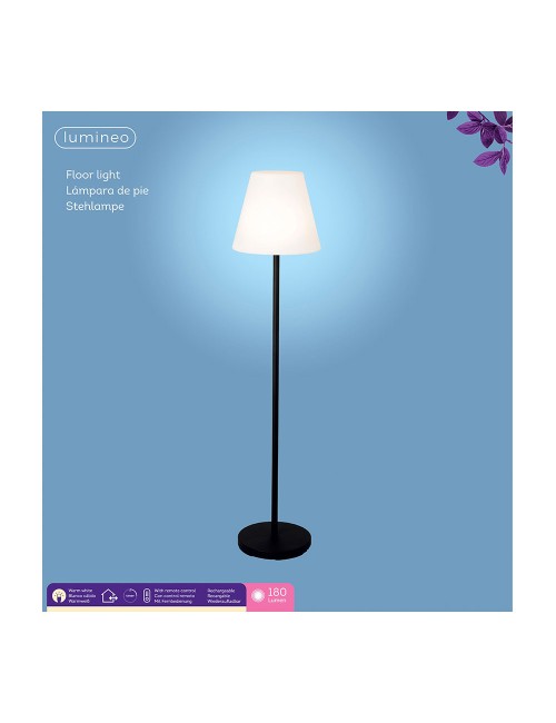 Lámpara de pie para exterior y interior recargable con mando a distancia color blanco y negro 150 cm
