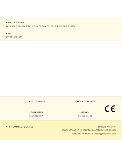 Lámpara solar diseño mosaico 9cm colores surtidos. 894596