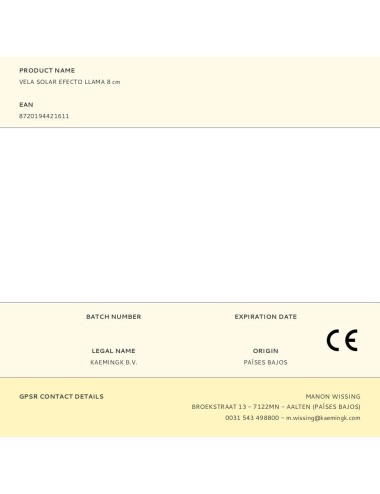 Vela solar efecto llama 8 cm