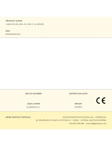 Cable nylon usb-a a usb-c 1m negro