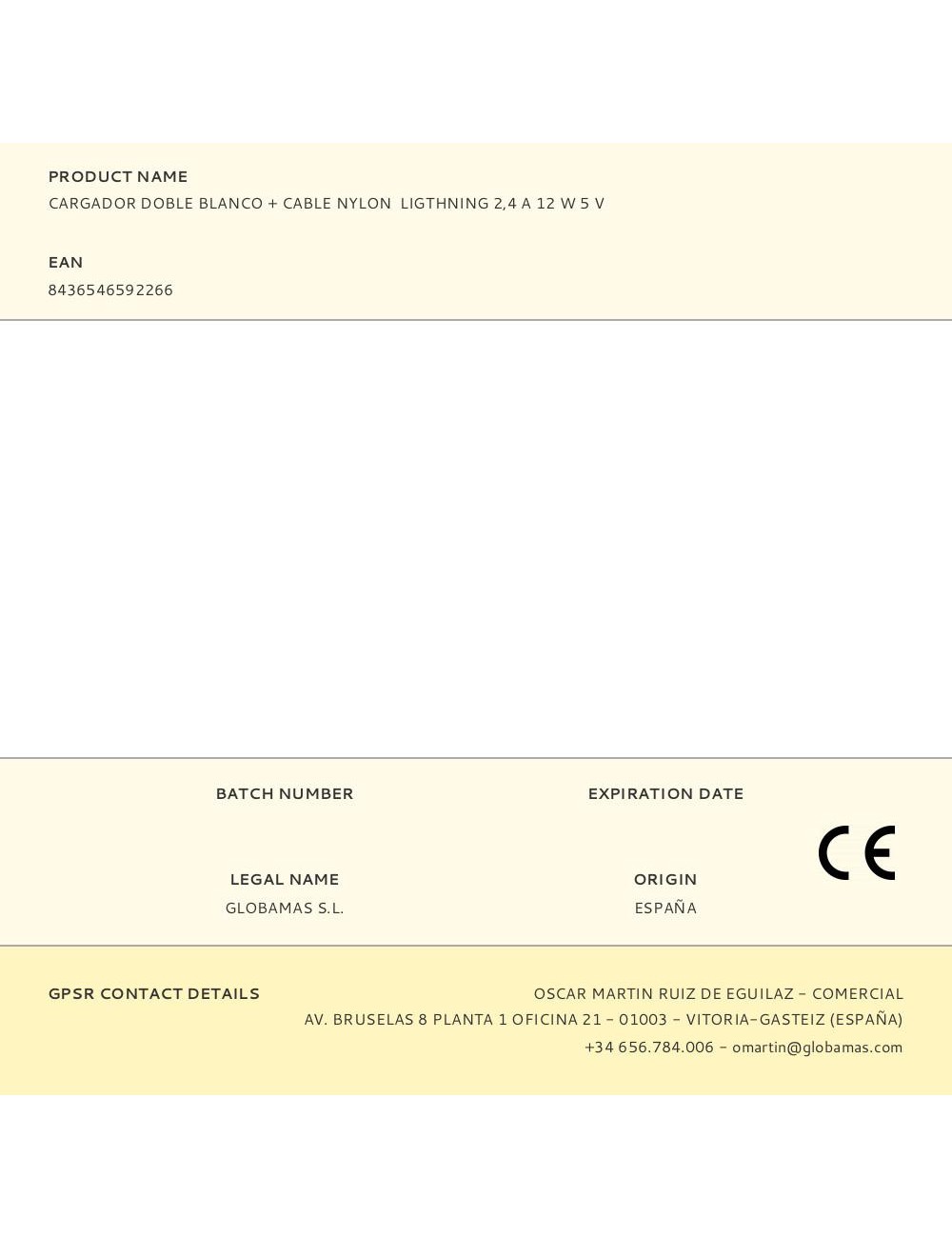 Cargador doble blanco + cable nylon ligthning 2,4 a 12 w 5 v