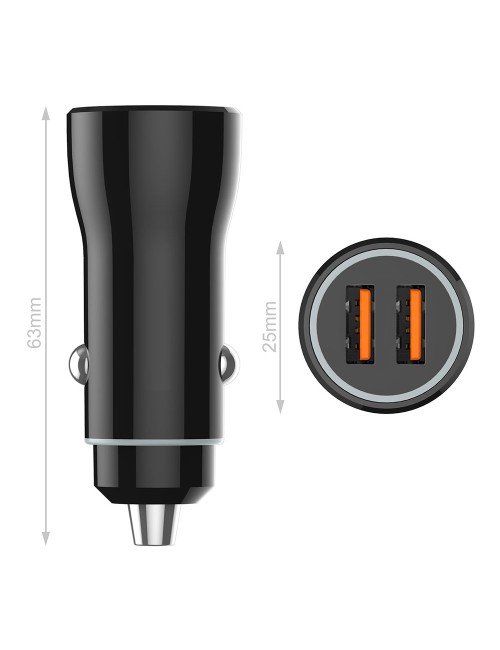Cargador doble mechero coche negro 2,4a -12w tech one tech