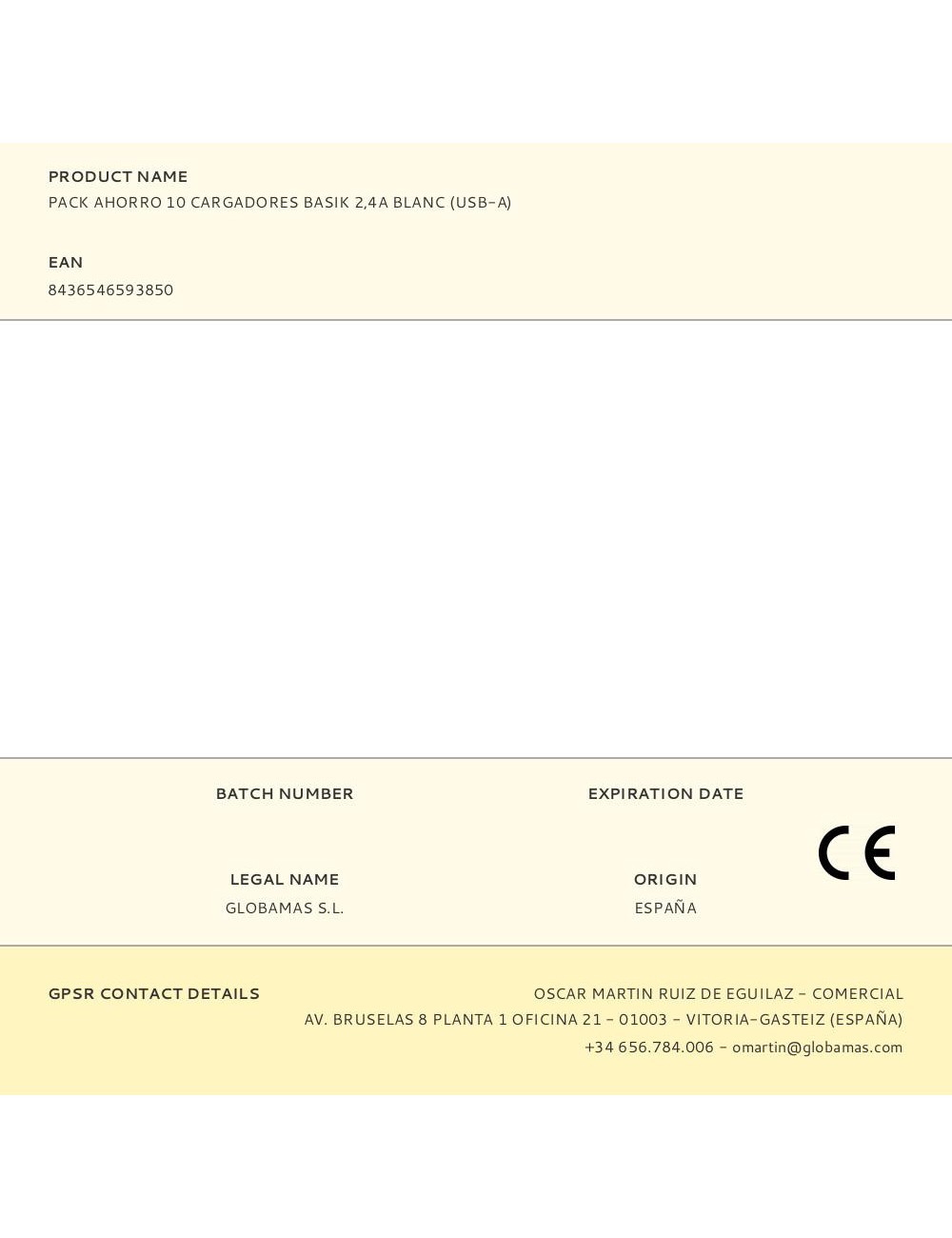 Pack ahorro 10 cargadores basik 2,4a blanc (usb-a)