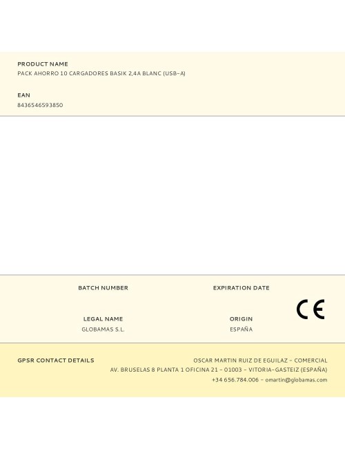 Pack ahorro 10 cargadores basik 2,4a blanc (usb-a)
