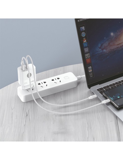 Cargador notebook/móvil 65w gan pd + cable 1,2m 5a tech one tech