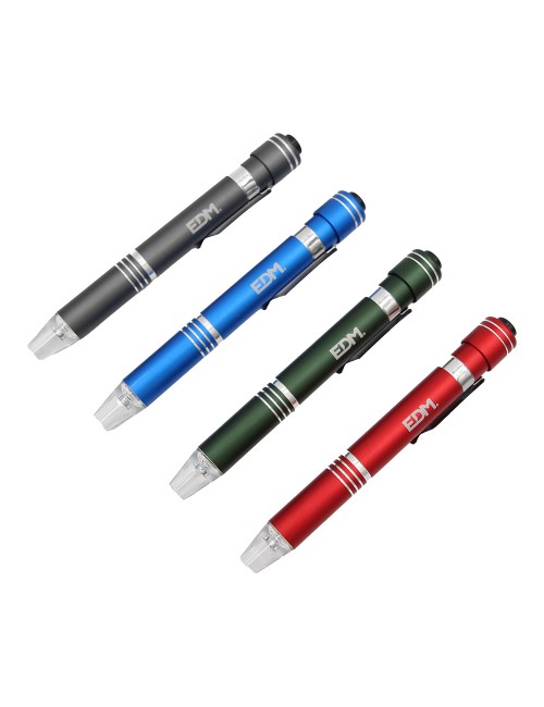 Linterna - destornillador con 6 puntas imantadas, colores surtidos