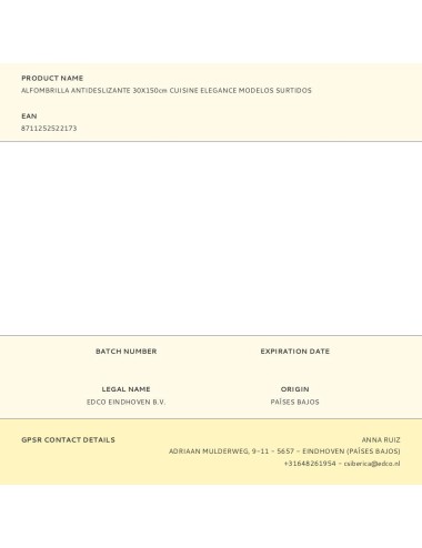 Alfombrilla antideslizante cuisine elegance modelos surtidos 30 x 150 cm