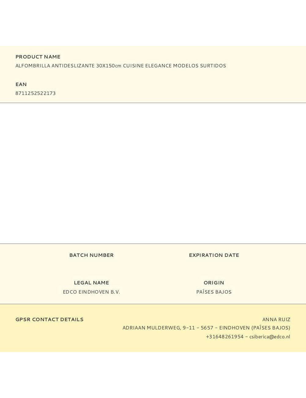 Alfombrilla antideslizante cuisine elegance modelos surtidos 30 x 150 cm