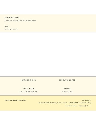 Cenicero negro fotoluminiscente