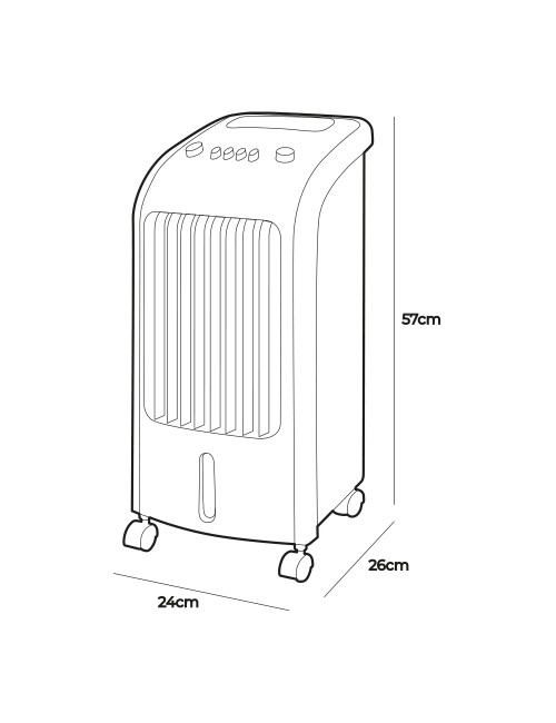 Climatizador por agua 80w 65db 3,6l 24 x 26 x 57 cm