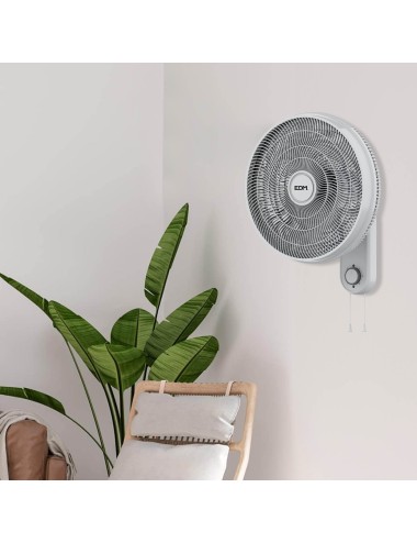 Ventilador pared blanco, potencia 55 w 57,24 db aspas ø40 cm