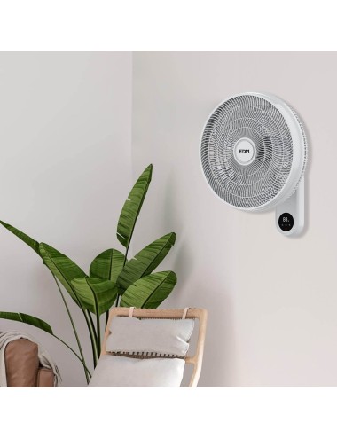 Ventilador pared mando a distancia, blanco, potencia 55 w 57,24 db aspas ø40 cm