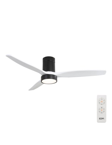 Ventilador de techo modelo kara con 3 aspas de madera ø132cm luz led 3000/4000/6000k, 3cct, potencia: 30 w , color blanco