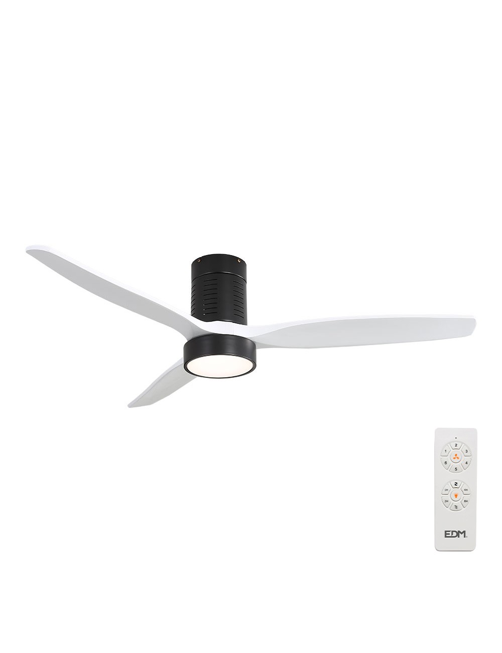 Ventilador de techo modelo kara con 3 aspas de madera ø132cm luz led 3000/4000/6000k, 3cct, potencia: 30 w , color blanco