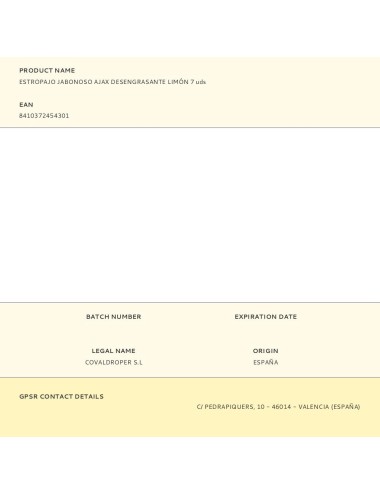 Estropajo jabonoso ajax desengrasante limón 7 uds