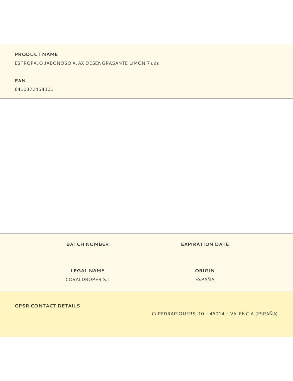 Estropajo jabonoso ajax desengrasante limón 7 uds