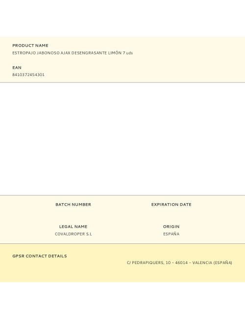 Estropajo jabonoso ajax desengrasante limón 7 uds