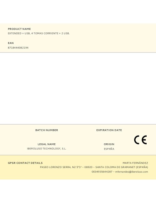 Extended + usb, 4 tomas corriente + 2 usb.