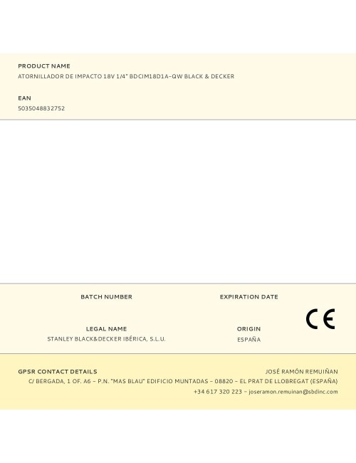 Atornillador de impacto 18v 1/4" bdcim18d1a-qw black & decker