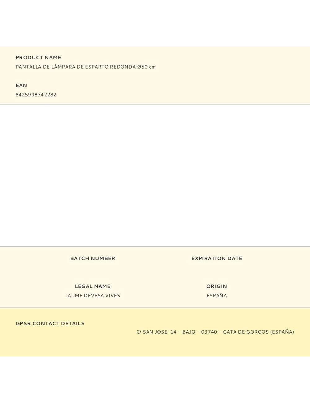 Pantalla de lámpara de esparto redonda ø50 cm