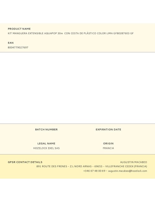 Kit manguera extensible aquapop 30m con cesta de plástico color lima gf80287603 gf