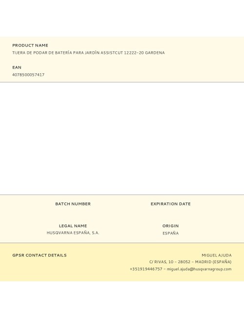 Tijera de podar de batería para jardín assistcut 12222-20 gardena