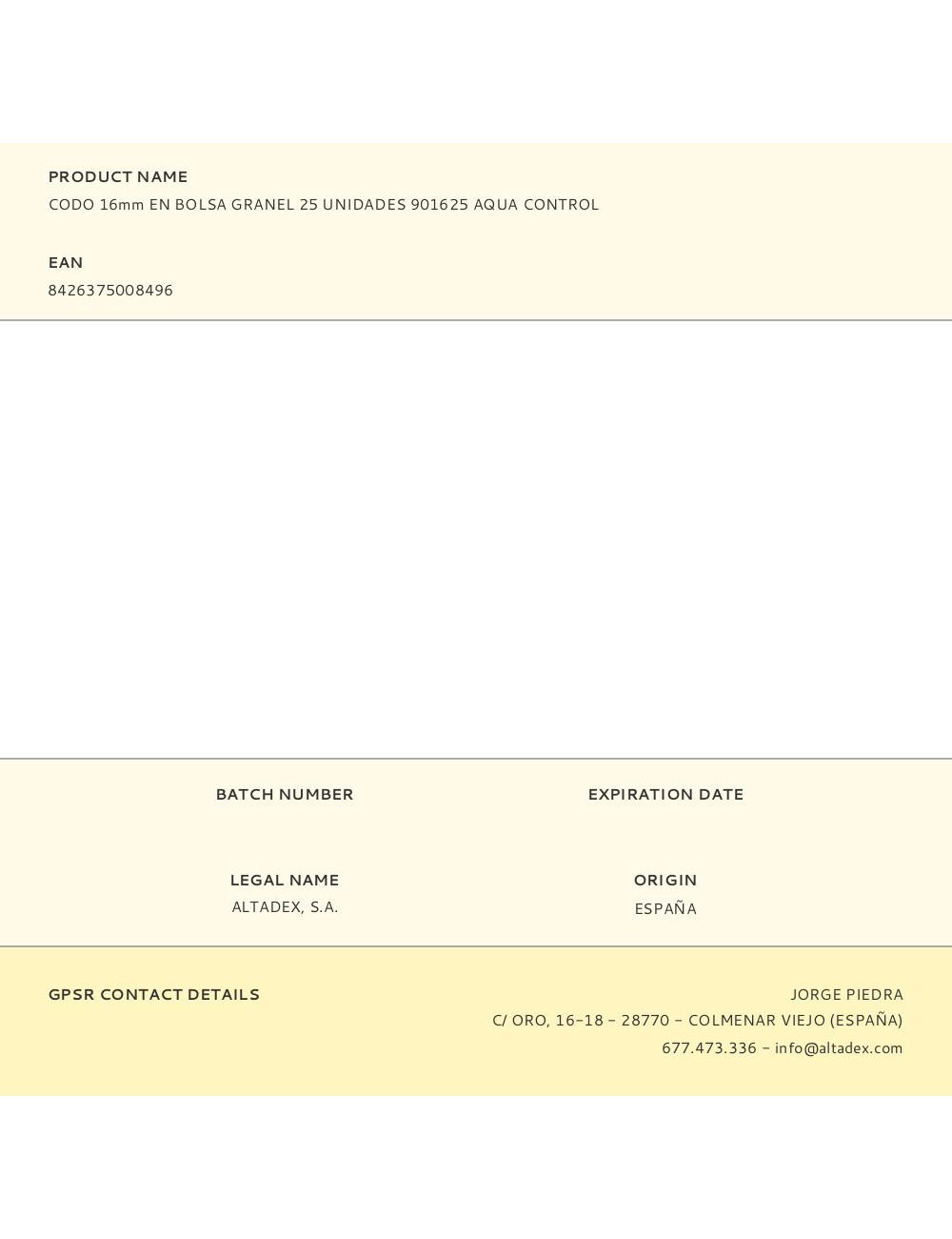 Codo 16mm en bolsa granel 25 unidades 901625 aqua control