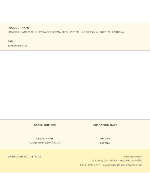 Mango cleansystem m para el sistema cleansystem, largo 150cm 18802-20 gardena