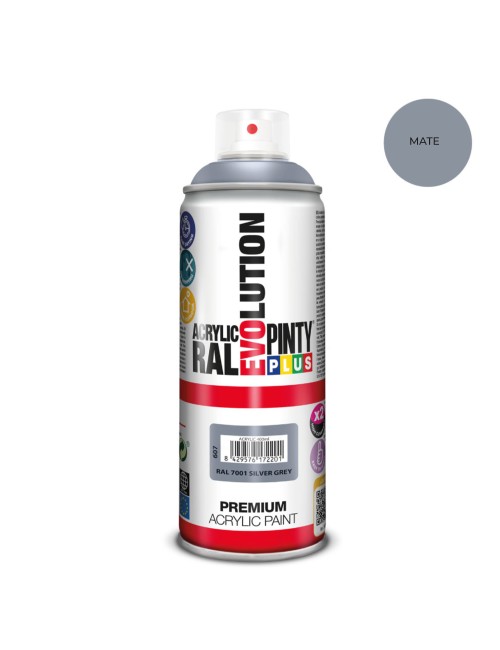 Pintura acrílica spray evolution 520 cc ral 7001 matt silver grey 300 g