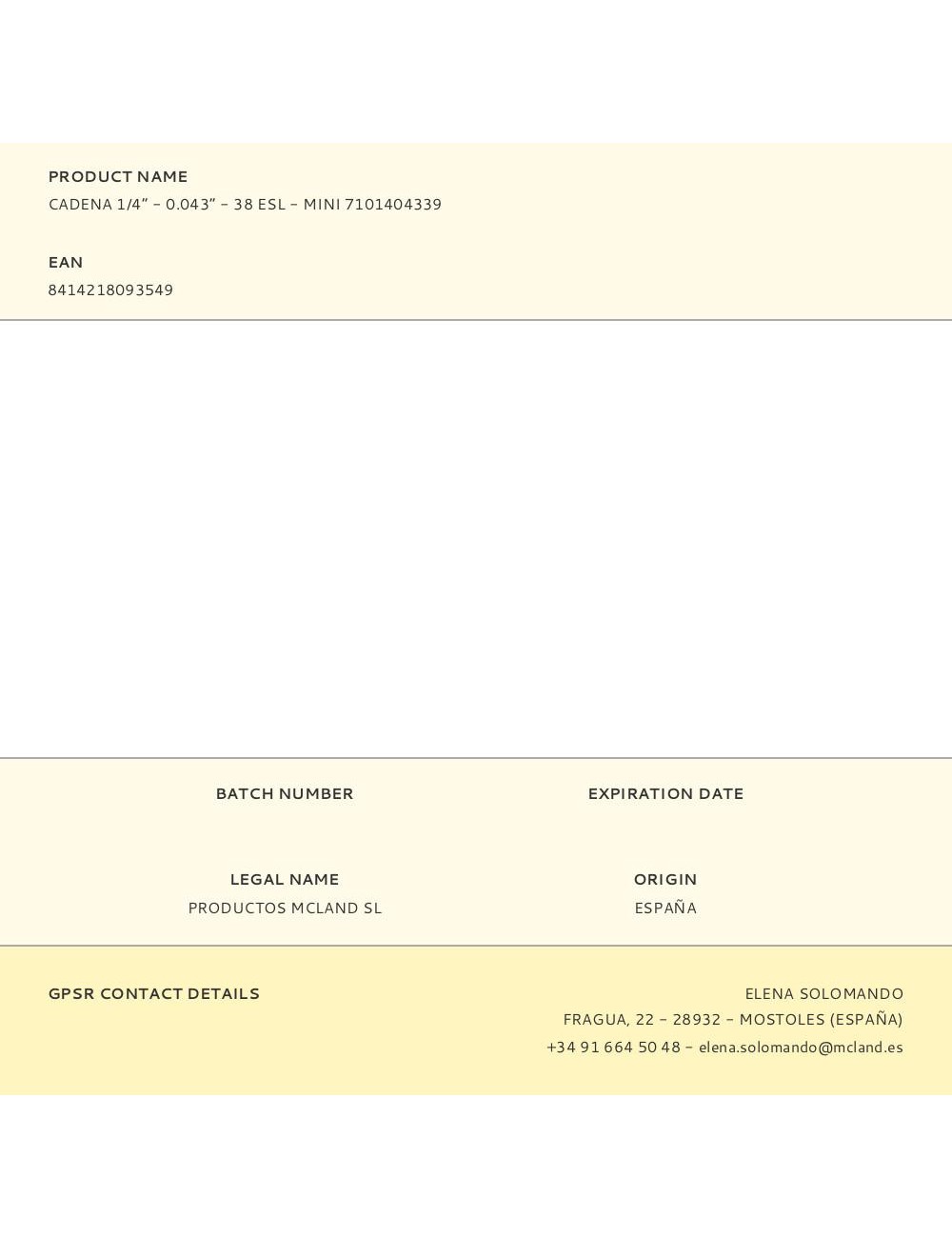 Cadena 1/4’’ - 0.043’’ - 38 esl - mini 7101404339