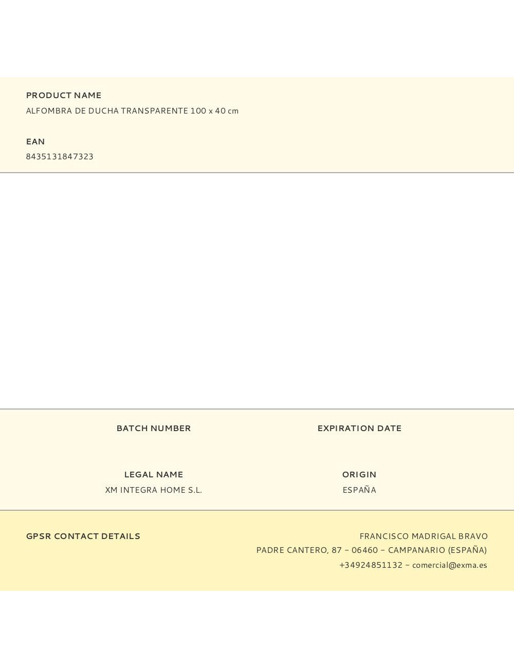 Alfombra de ducha transparente 100 x 40 cm