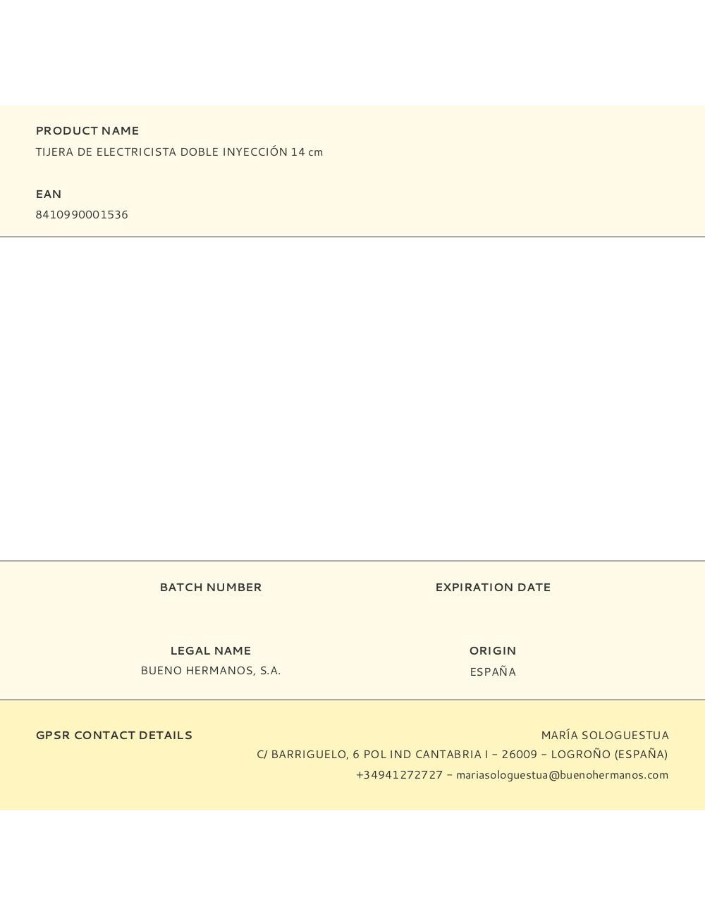 Tijera de electricista doble inyección 14 cm