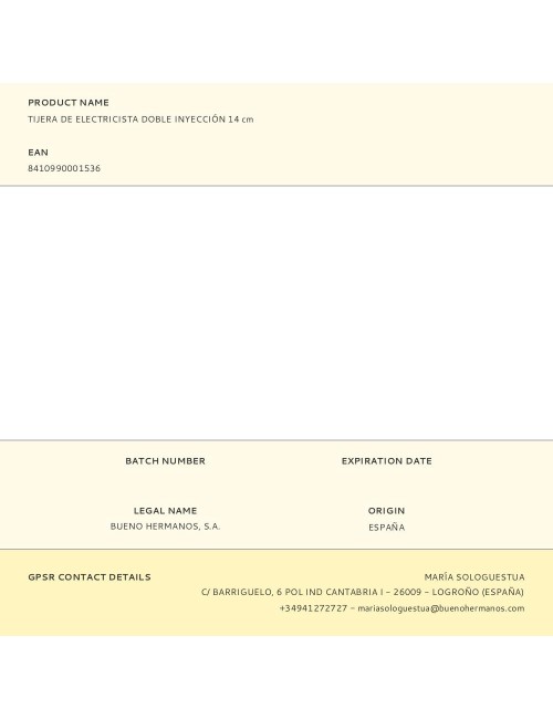 Tijera de electricista doble inyección 14 cm